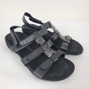 Vionic Black Croc-Embossed Sandals